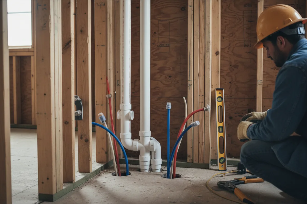 Drain and supply rough-in during Drain Cleaning in Ransom