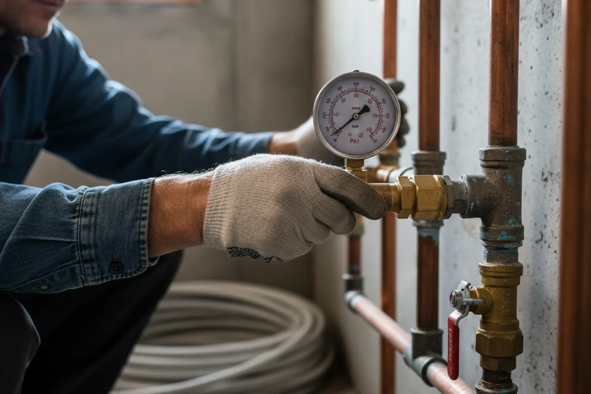 Pressure testing a repaired line during Water Line Repair in Ransom